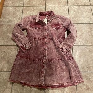 NWT Mystree Corduroy Dress in burgundy wash.  Sz. M